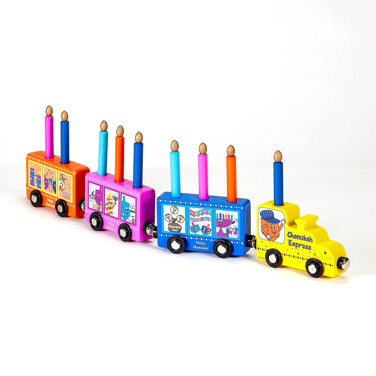 Wood Train Chanukia with removable candles
