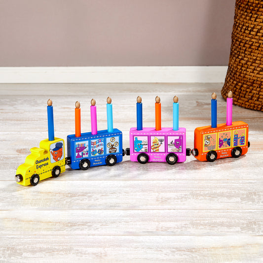 Wood Train Chanukia with removable candles